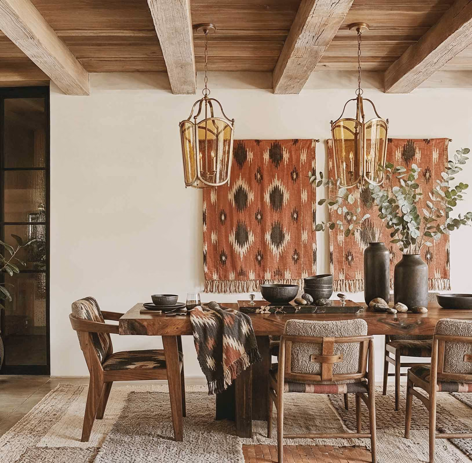 A dining room rendered from the described concept